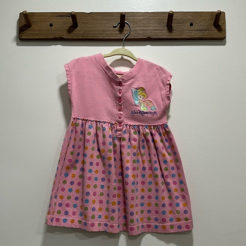Walt Disney World Vintage Tinkerbell Pink Girls Short Sleeve Dress size XXS